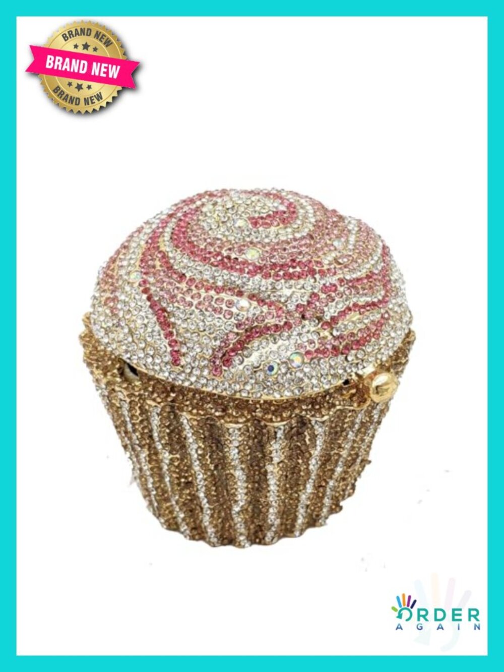 Mini Cupcake Crystal Clutch Handbag Rhinestone Evening Purse Party